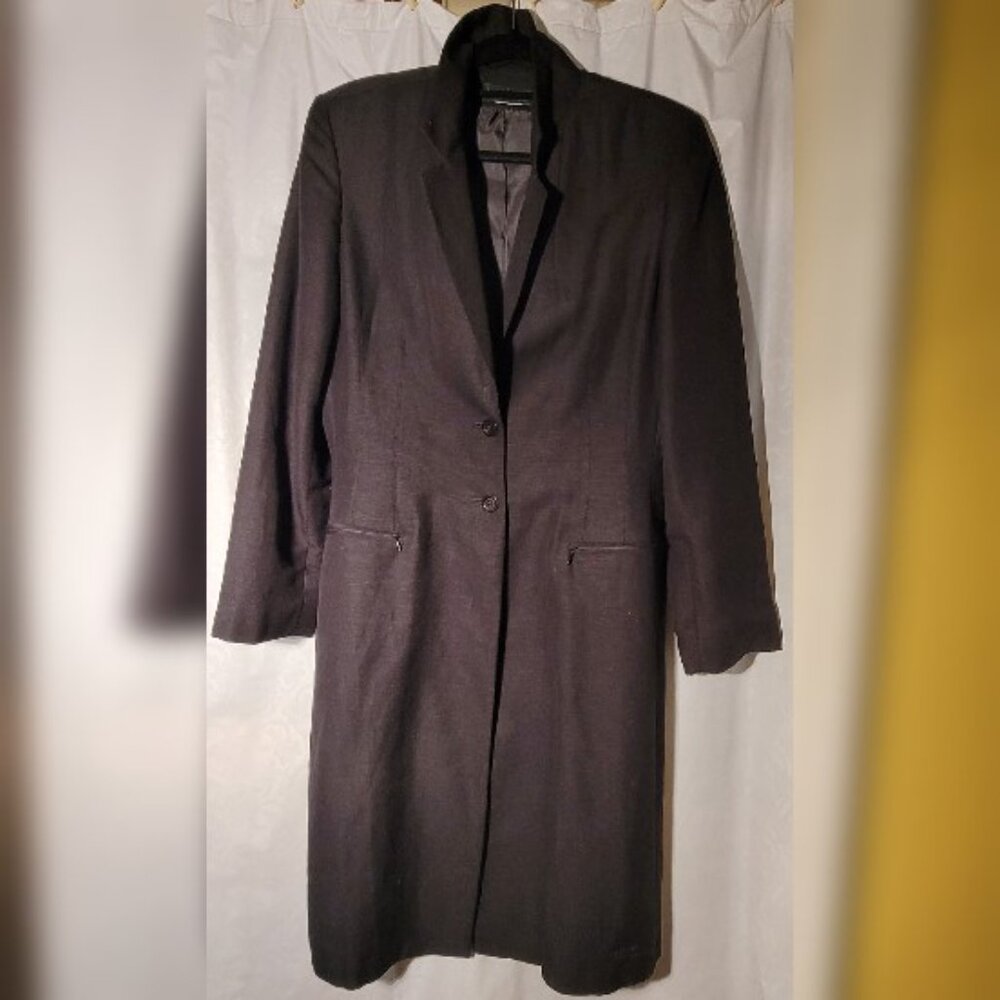 Harve' Bernard 2-Piece Lined Black Linen Pant Suit Size 10 - Picture 4 of 12
